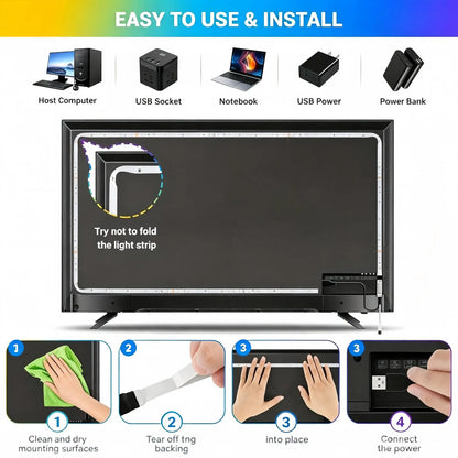 LED light strip, 3-button remote control, USB powered, suitable for home decoration, living room, bedroom, Christmas decoration.