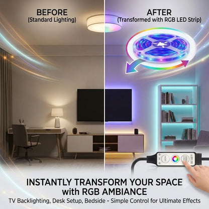 LED light strip, 3-button remote control, USB powered, suitable for home decoration, living room, bedroom, Christmas decoration.